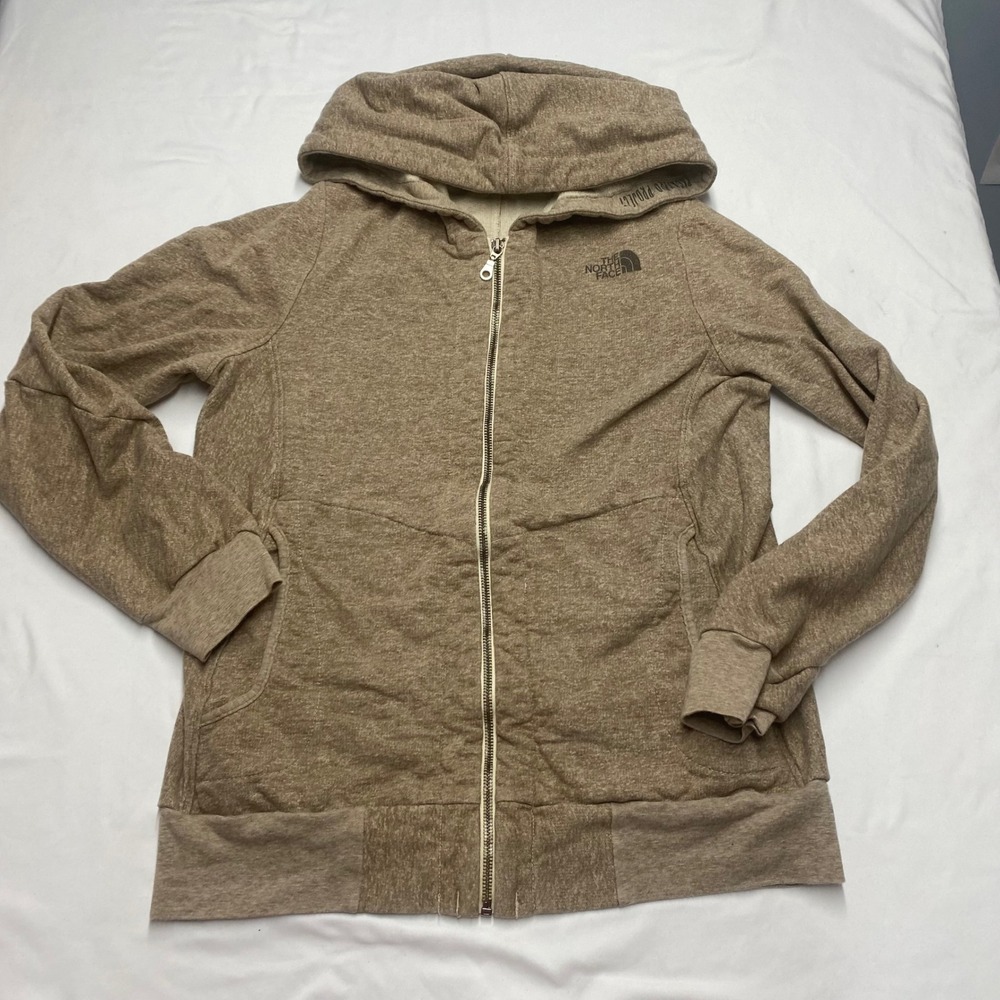 The North Face Womens Tan Heather Full Zip Cotton Hoodie Made in USA CMC8 Med
